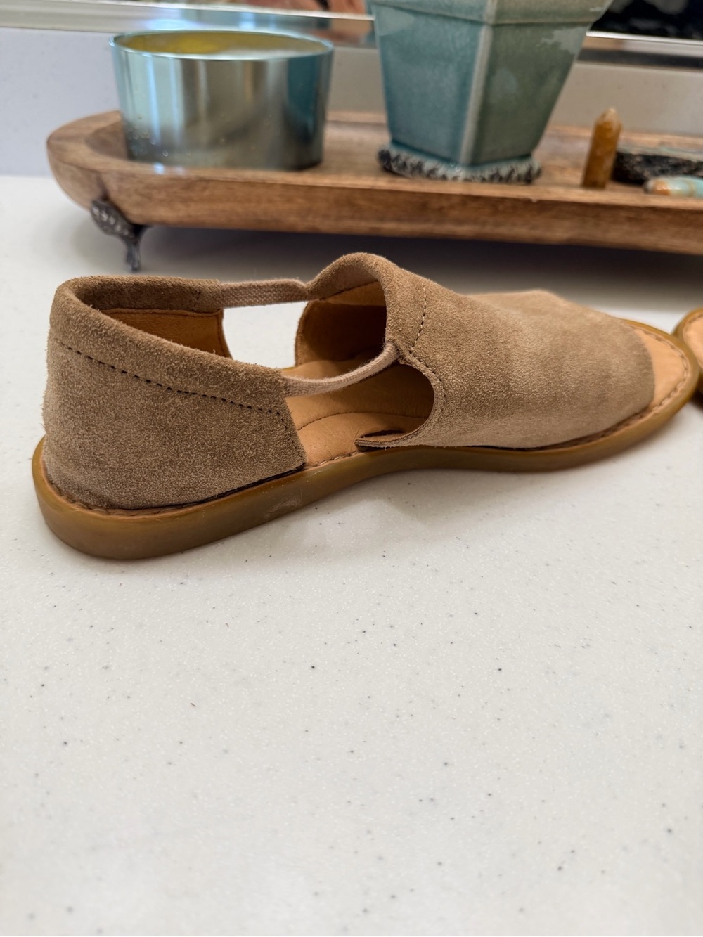 Born Cove Modern Sandals 8M Taupe Beige Leather Boho Comfort EUC - Picture 7 of 10